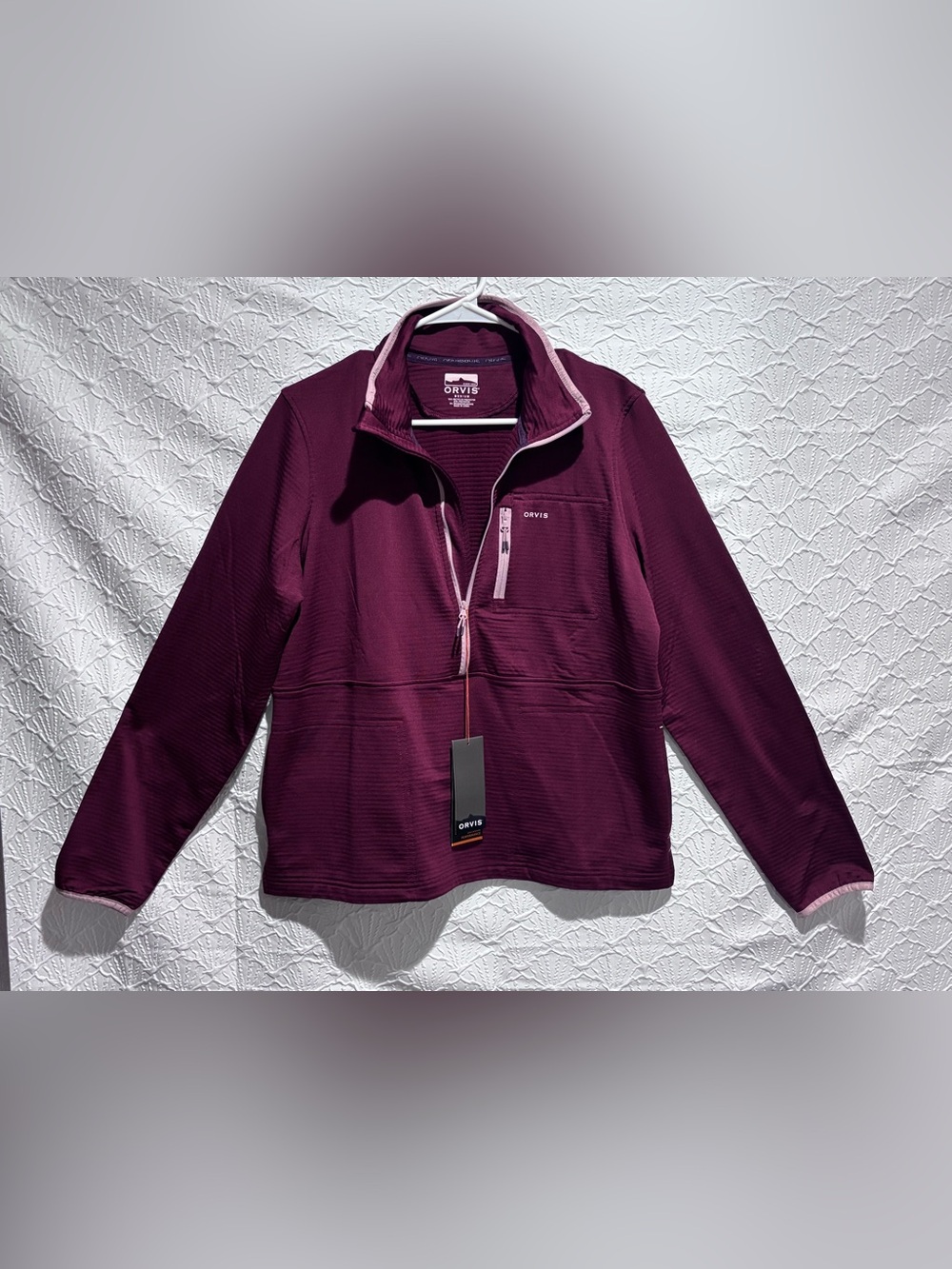 NWT Orvis Quarter Zip Pullover Women’s M Burgundy Performance Stretch Jacket